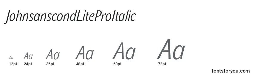 Размеры шрифта JohnsanscondLiteProItalic