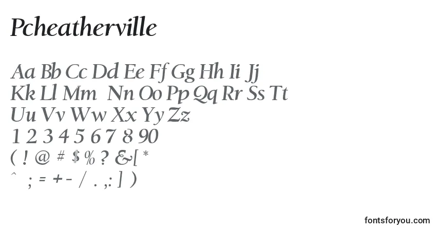 Pcheatherville-fontti – aakkoset, numerot, erikoismerkit