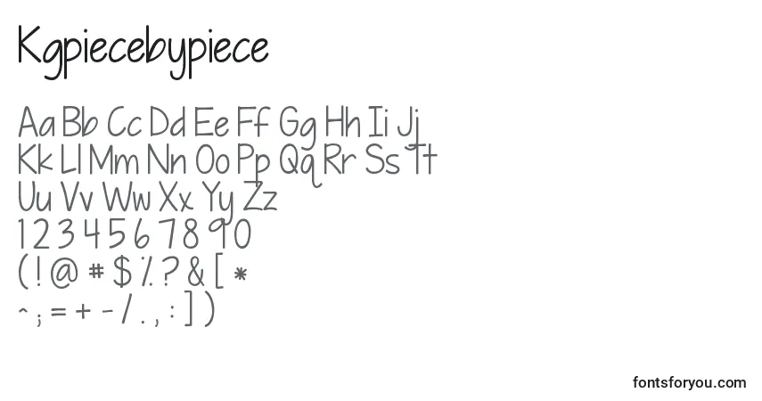 Czcionka Kgpiecebypiece – alfabet, cyfry, specjalne znaki