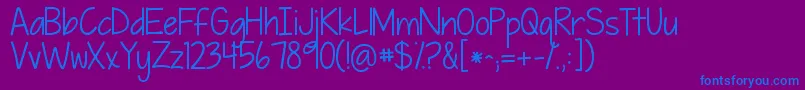 Kgpiecebypiece-Schriftart – Blaue Schriften auf violettem Hintergrund