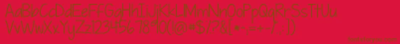 Kgpiecebypiece Font – Brown Fonts on Red Background