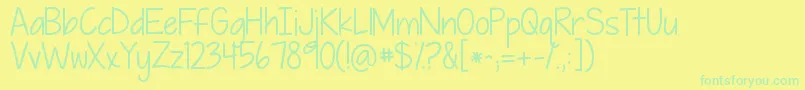 Kgpiecebypiece Font – Green Fonts on Yellow Background