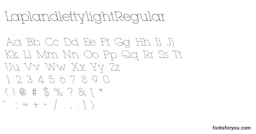 A fonte LaplandleftylightRegular – alfabeto, números, caracteres especiais