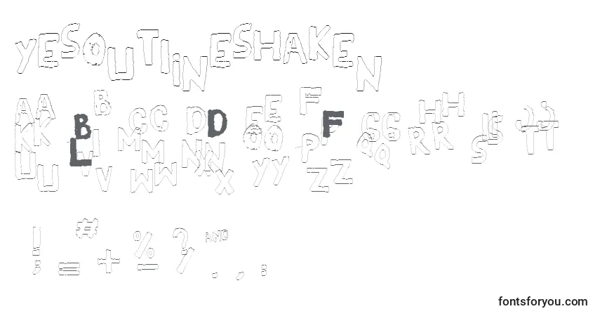 A fonte YesOutlineshaken – alfabeto, números, caracteres especiais