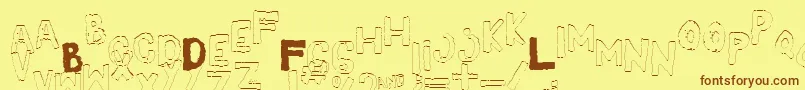 YesOutlineshaken-Schriftart – Braune Schriften auf gelbem Hintergrund