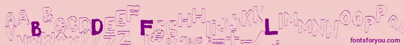 YesOutlineshaken-fontti – violetit fontit vaaleanpunaisella taustalla