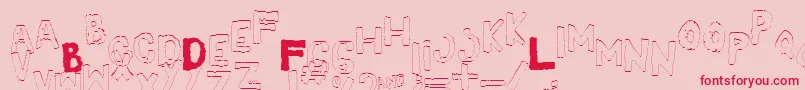 YesOutlineshakenフォントについての詳細 フォントYesOutlineshaken – ピンクの背景に赤い文字