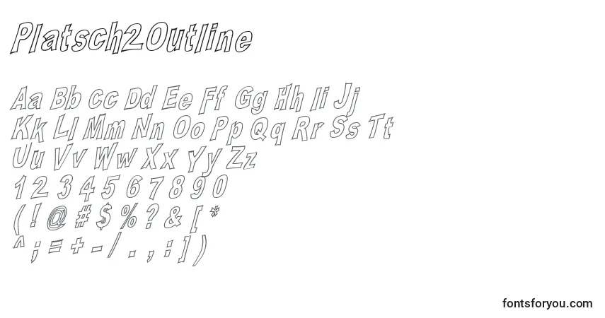 A fonte Platsch2Outline – alfabeto, números, caracteres especiais