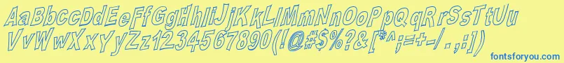 Platsch2Outline-Schriftart – Blaue Schriften auf gelbem Hintergrund