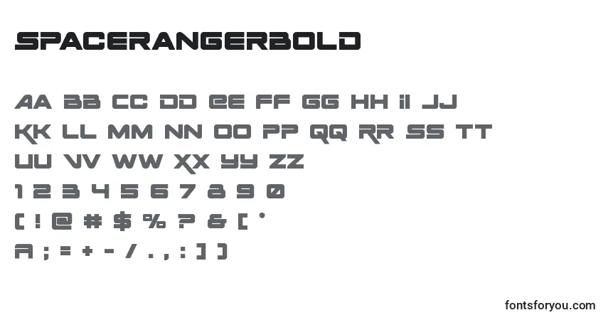 Шрифт Spacerangerbold – алфавит, цифры, специальные символы