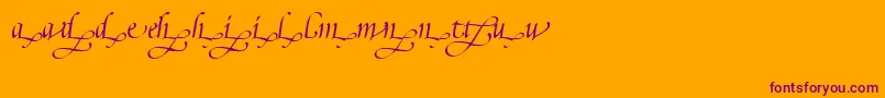 PoeticaSuppLowercaseEndingsIi-Schriftart – Violette Schriften auf orangefarbenem Hintergrund