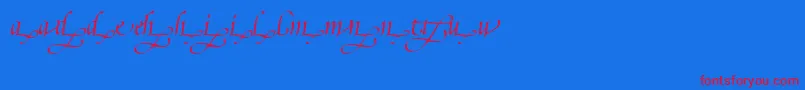 PoeticaSuppLowercaseEndingsIi Font – Red Fonts on Blue Background