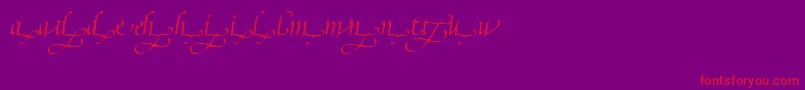 PoeticaSuppLowercaseEndingsIi-Schriftart – Rote Schriften auf violettem Hintergrund