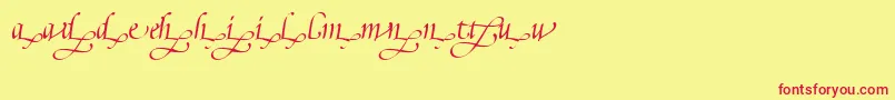 PoeticaSuppLowercaseEndingsIi Font – Red Fonts on Yellow Background