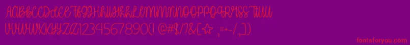 フォントOhMyItsJulyTtf – 紫の背景に赤い文字