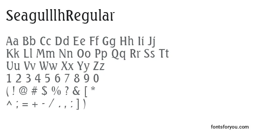 Шрифт SeagulllhRegular – алфавит, цифры, специальные символы