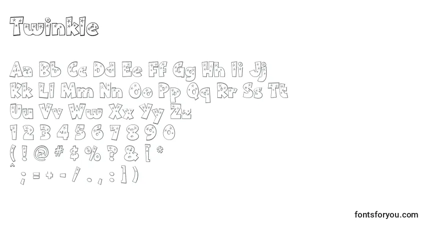 Czcionka Twinkle – alfabet, cyfry, specjalne znaki