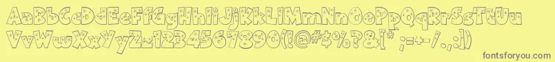 Twinkle-fontti – harmaat kirjasimet keltaisella taustalla