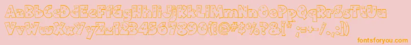 フォントTwinkle – オレンジの文字がピンクの背景にあります。