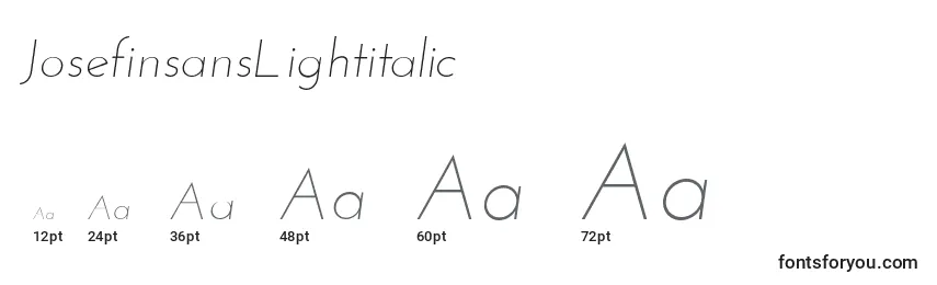 JosefinsansLightitalic Font Sizes