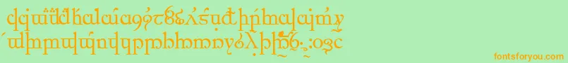 フォントElficCaslon – オレンジの文字が緑の背景にあります。