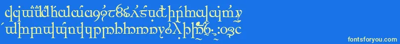 フォントElficCaslon – 黄色の文字、青い背景