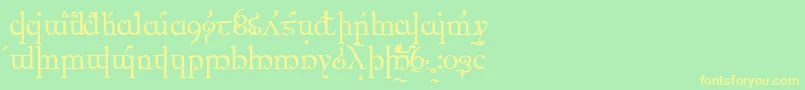 フォントElficCaslon – 黄色の文字が緑の背景にあります