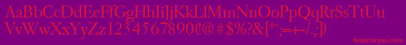 GaremondLight Font – Red Fonts on Purple Background