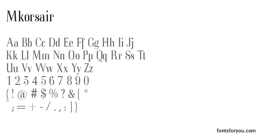 Schriftart Mkorsair – Alphabet, Zahlen, spezielle Symbole