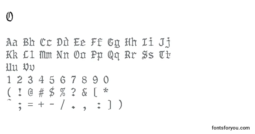 Шрифт OldeworldBold – алфавит, цифры, специальные символы