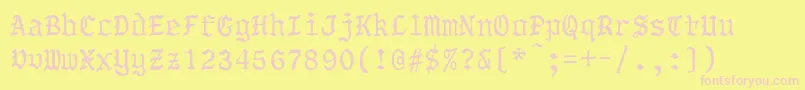 OldeworldBold-fontti – vaaleanpunaiset fontit keltaisella taustalla