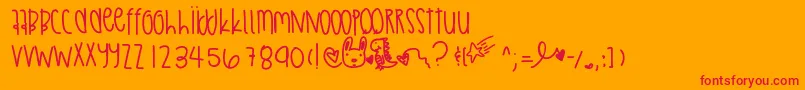 Abstractthing-Schriftart – Rote Schriften auf orangefarbenem Hintergrund
