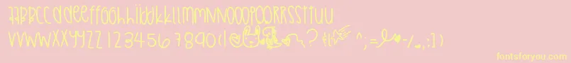Abstractthing-Schriftart – Gelbe Schriften auf rosa Hintergrund