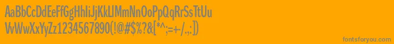 Lisätietoja Dynagroteskdxc-fontista Dynagroteskdxc-fontti – harmaat kirjasimet oranssilla taustalla