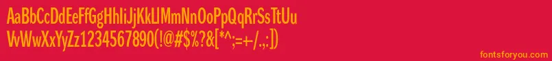 フォントDynagroteskdxc – 赤い背景にオレンジの文字