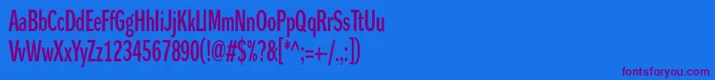 Dynagroteskdxc-Schriftart – Violette Schriften auf blauem Hintergrund
