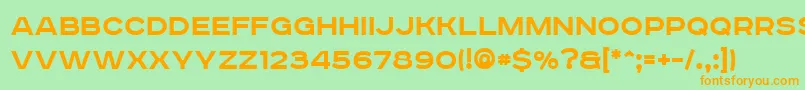 フォントRoadradioBold – オレンジの文字が緑の背景にあります。