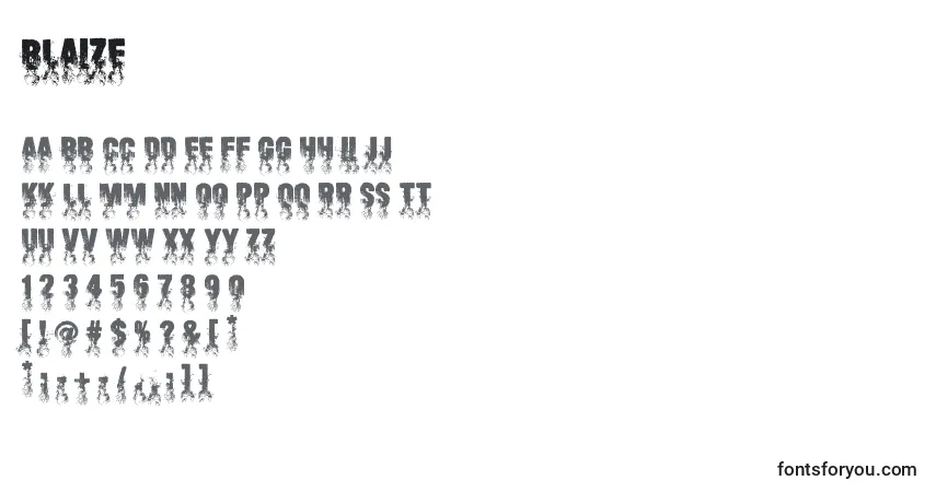 Schriftart Blaize – Alphabet, Zahlen, spezielle Symbole