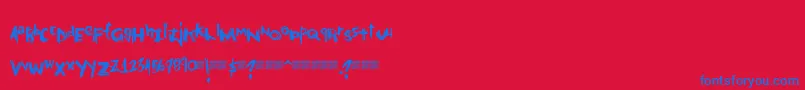 フォントGrandiousvengeance – 赤い背景に青い文字