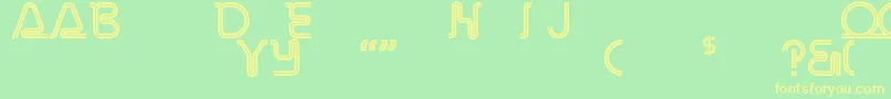 RetroStereoThinAlternate-fontti – keltaiset fontit vihreällä taustalla