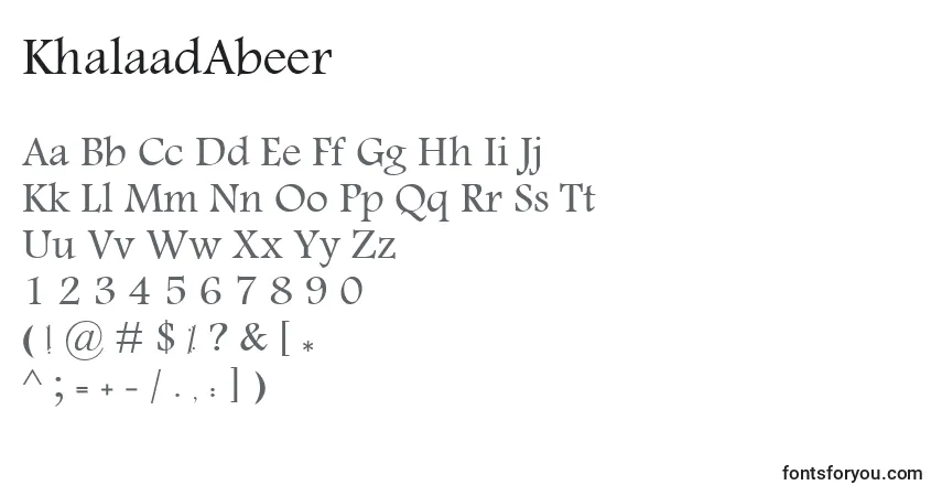 Czcionka KhalaadAbeer – alfabet, cyfry, specjalne znaki