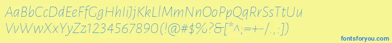 LunasansThinitalic Font – Blue Fonts on Yellow Background