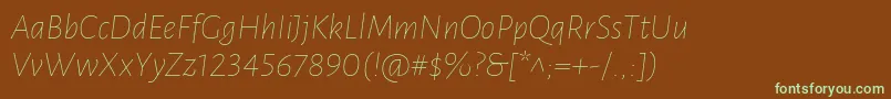 Шрифт LunasansThinitalic – зелёные шрифты на коричневом фоне