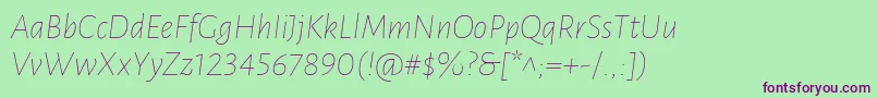 LunasansThinitalic Font – Purple Fonts on Green Background