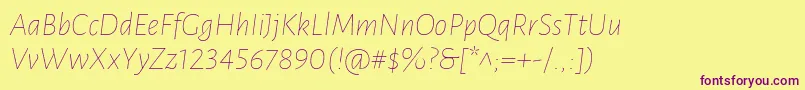 LunasansThinitalic Font – Purple Fonts on Yellow Background