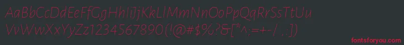 LunasansThinitalic Font – Red Fonts on Black Background