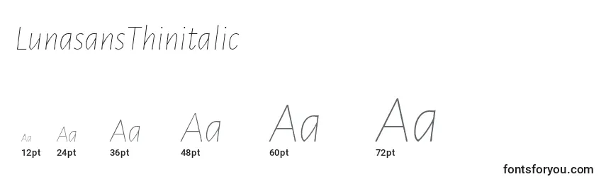 LunasansThinitalic Font Sizes