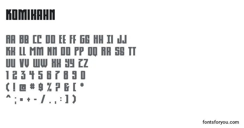 A fonte Komikahn – alfabeto, números, caracteres especiais