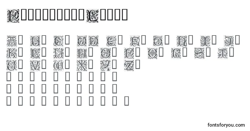 Czcionka PetitfleurLight – alfabet, cyfry, specjalne znaki