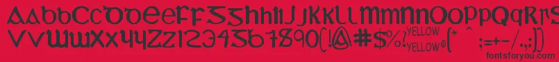 YyUmiExtendedCharacters Font – Black Fonts on Red Background